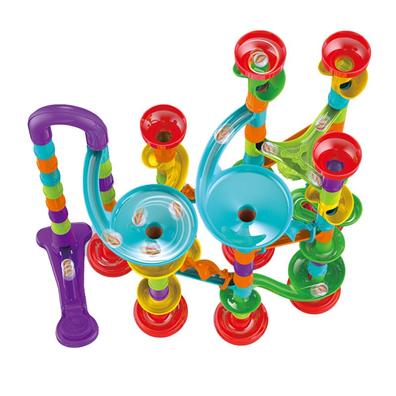 Roll Ball Track Building Blocks Colorful Stereoscopic Maze Stacking Toys