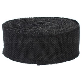 CleverDelights 2" Black Burlap Ribbon - Finished Edge - 25 Yards - 2 Inch Jute Burlap Fabric
