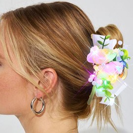 CAKURE Light Up Flower Hair Claw Clip Bride Wedding Hair Clip Large Fancy Floral Hair Accessories for Women (color a) (type a)