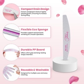 12PCS Professional Nail Files Double Sided Emery Board 100/180 Grit Washable Nail Files, Fingernail Buffering Files Manicure Tools Nail Styling Tools