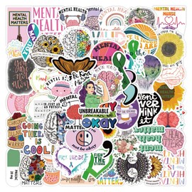 Mental Health Awareness Sticker Pack, Aesthetic Trendy Vinyl Waterproof Stickers for Laptop, Water Bottle, Skateboard, Phone, Journaling, Gifts for Kids Adults, Pack of 100