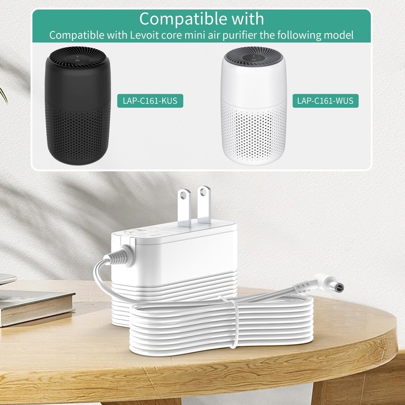 12V Power Cord for Levoit Core Mini Air Purifier AC