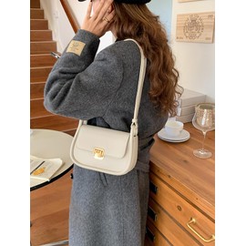 ZEWZI Shoulder Bag Women's Small Handbags PU Leather Shoulder Bag Aesthetic Bags Shoulder Bag Crossbody Bag Handbag Handbag Small for Teenage Girls, White