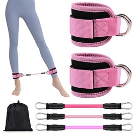 Fußschlaufen Kabelzug, Ankle Straps Gym, Kickbacks Fußschlaufe, Po Trainer für Zuhause, Knöchel Widerstandsbänder Krafttraining Set, Resistance Bands mit 3 Fußschlaufen für Hüften, Beine