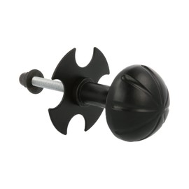 Amig - Elegant Door Knob with Rosette | Diameter 55 mm | Black | Zamak and Steel | Metal Rake Made of Steel | 100 x 100 | Straight Handrail Bracket | Black | Rotary Knob