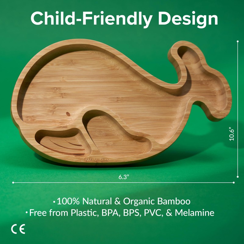Bamboo Divided Suction Plate Baby - Strong Suction Toddler Plates