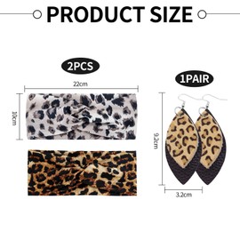 2 Stücke Aus Leopardenkreuz Und 1 Paar Leopard-Druckohrringen, Damenstirnband, Elastisches Damenstirnband, Haarzubehör Für Yoga-Übungen Geeignet.