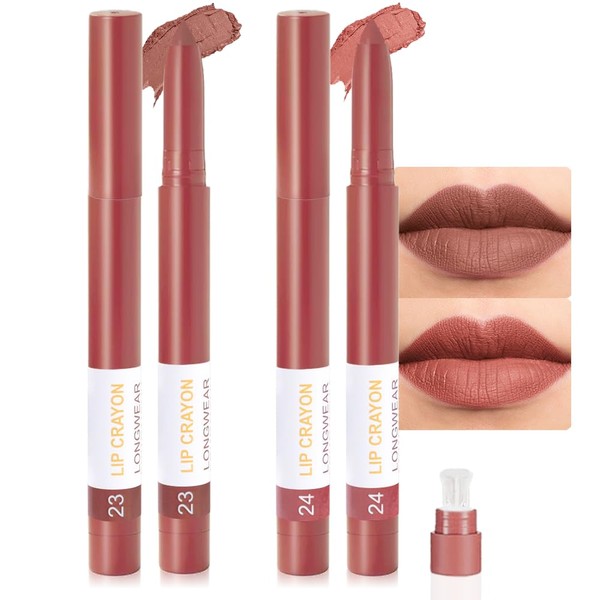 BINGBRUSH Matte Lip Crayon Set – Longwear, Waterproof, Velvet Finish,