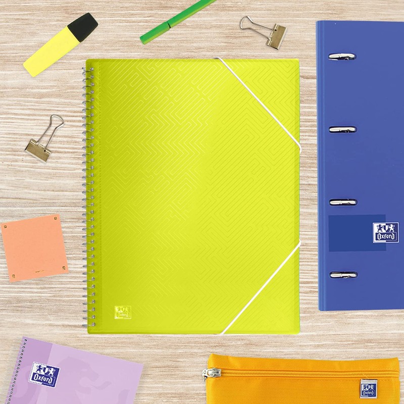 Oxford, Lime Green Plastic Document Folder A4 30 Clear Pockets