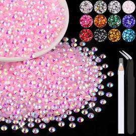 4000PCS 4mm Resin Jelly Rhinestones in Bulk (Light Pink AB), Bedazzling Flatback Crystals Rhinestones for Crafting DIY Nail Decoration, Gems Diomand Charms for Tumbler Shoes Clothing Fabric