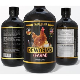 Farmalab Natural Dewormer No Withdraw Hens, Ducks, Roosters, Turkeys, Goose, Parakeets, Cockatiels, Lovebirds, Finches, Quakers, Pigeons, Palomas, Buchones, All Baby Chicks (8oz, Poultry Farm)