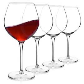 Luigi Bormioli Crescendo Burgundy 22.25 Oz. Red Wine Glasses, Set Of 4, Crystal Balloon Wine Glass, Dishwasher Safe, Made In Italy