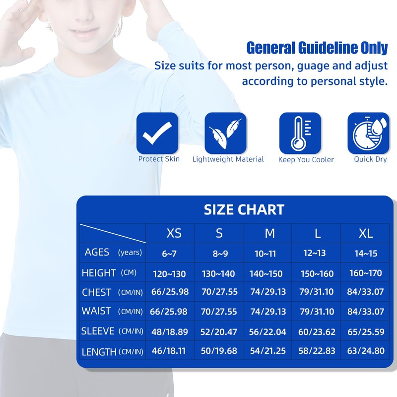 MEETWEE Boy Long/Short Sleeve Rash Vest Guard Kids Swimming Top