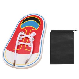 MEMOFYND Wooden Laces Exercise Board with 1 Storage Bag, Laces Exercise Board, Children's Shoelaces Learning Board, Laces Teaching Toy, Early Education Tool