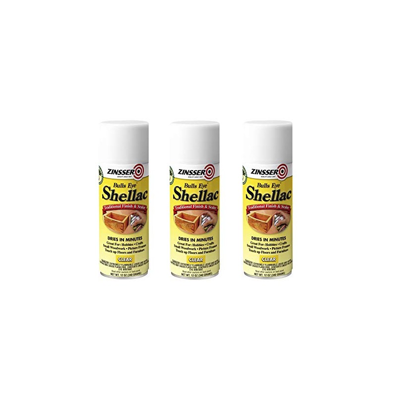 Zinsser 408-3PK Bulls Eye Shellac Spray, 12 oz, Clear, 3