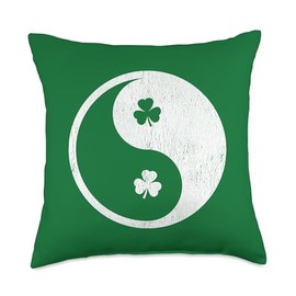 Shamrock Yin Yang - St Patrick's Day Logo Irish Shenanigans Throw Pillow