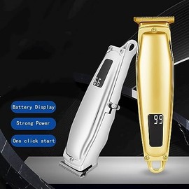 Hair Clippers for Men, Professional Hair Clipper Beard Trimmer Low Noise Strong Power Men's Barber Machine Fine Steel Cutter Head USB (Color : Gold)