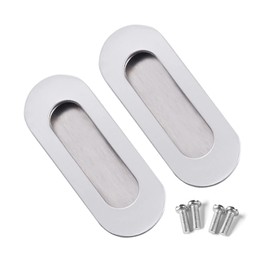 SyiXute 2 Pack Flush Pulls for Sliding Doors,Stainless Steel Ellipse Recessed Closet Door Pulls,Sliding Door Pull Handles with Hidden Screws for Drawer Cupboard Wardrob