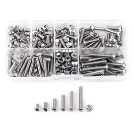 Tornillos de Cabeza Hueca Hexagonal de Acero Inoxidable M4 SS304 170 Piezas Conjunto Surtido de Tornillos y Tuercas con Estuche de Almacenamiento para Electrodomésticos de Oficina