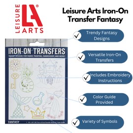 Leisure Arts Iron-On Transfer Fantasy, Embroidery Patterns, Aunt Martha's, Iron On Embroidery Patterns Transfers, Hand Transfer Patterns, Aunt Martha's Transfers