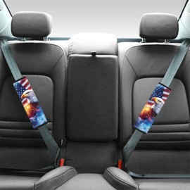 gearider Eagle Car Seat Belt Cover Pad American Flag Seat Belt Cushion Comfortable Car Seat Strap Pads Universal Size Fit for Most Cars SUVs Trucks Van Auto Accessory 4Th of July Decor, 2 PCS
