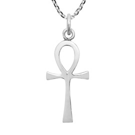 AeraVida Everyday Ankh Egyptian Cross .925 Sterling Silver Pendant Necklace | Sterling Silver Necklace for Women | Long Necklaces for Women | Necklace Women