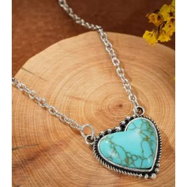 Creative Turquoise Heart Pendant Necklace Jewelry for Women Gift for Her Necklace