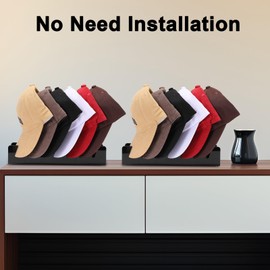 MEGREZ 2 Pack Hat Stand for Baseball Caps Display and Organizer, Acrylic Hat Organizer Display Holder Holding 14 Caps Baseball Hat Racks for Bedroom, Closet, Dresser, Black