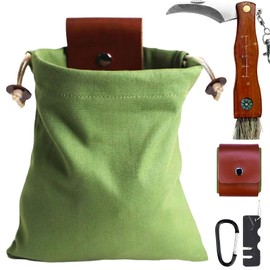 Foraging Pouch Leather Canvas Collapsible Bag Water Resistant Outdoor Camping Storage with 3-in-1 Tool and Accessories for Foraging, Cycling, Hunting, Camping, Hiking and Adventure,Xmas Gifts for Men