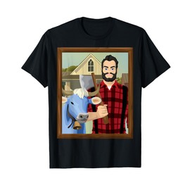American Gothic Parody MN Paul Bunyan and Babe Blue Ox T-Shirt