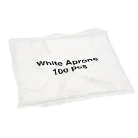 Flat Pack White Plastic Aprons - 100 aprons