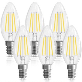 GvvooHome 40 watt Candelabra Light Bulbs, E12 LED Bulb Non-Dimmable Chandelier Light Bulbs, 5000K Daylight B10 Candle Light Bulbs, 90+CRI, 400LM, Cear Glass, 6 Pack