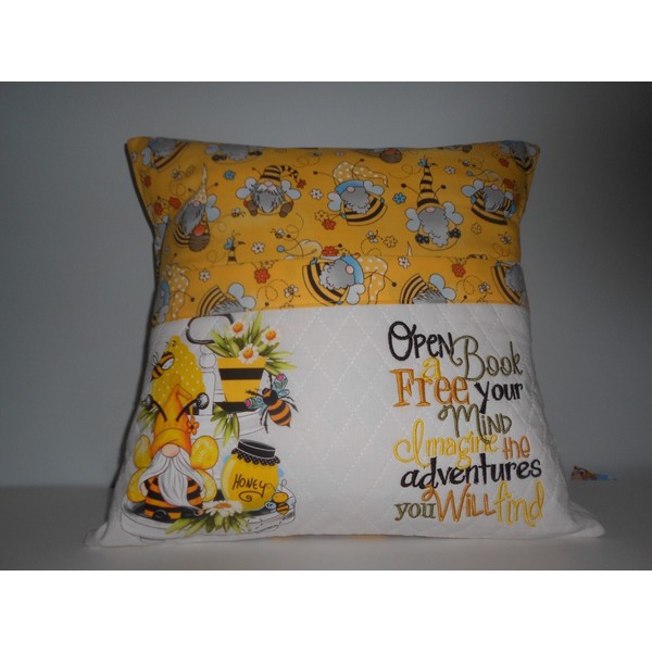 Gnome with Bee's, Reading Pillow with book pocket.