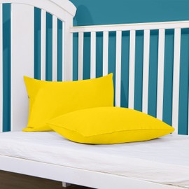 FLXXIE 2 Pack Microfiber Toddler Pillowcases, 14 x 20 Inches Fits Baby Pillow Sized 12 x 16, 13 x 18 or 14 x 20, Soft and Cozy Small Travel Pillow Covers with Envelope Closure, Yellow