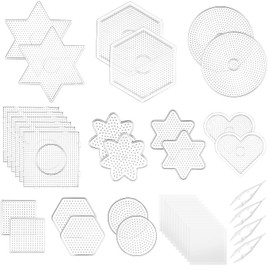 40 Pcs Fuse Beads Kit Include 24 Pcs 10 Styles Fuse Beads Pegboards Boards with 12 Lroning Paper and 4 Fuse Bead Tweezers 5 mm Plastic Fuse Beads Boards Clear Pegboards for DIY Art Craft Supplies