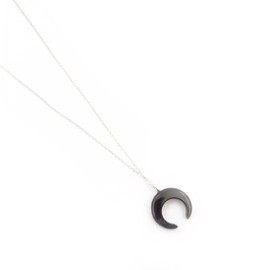 Black Onyx Moon Pendant Sterling Silver Chain August Birthstone Jewelry Gemstone Necklace for women