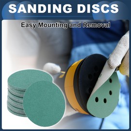 INFINAUTO Sanding Discs, 3inch 80 Grit Automotive Repair Round Hook and Loop Sandpaper Polyester Film Green, 50 Pcs