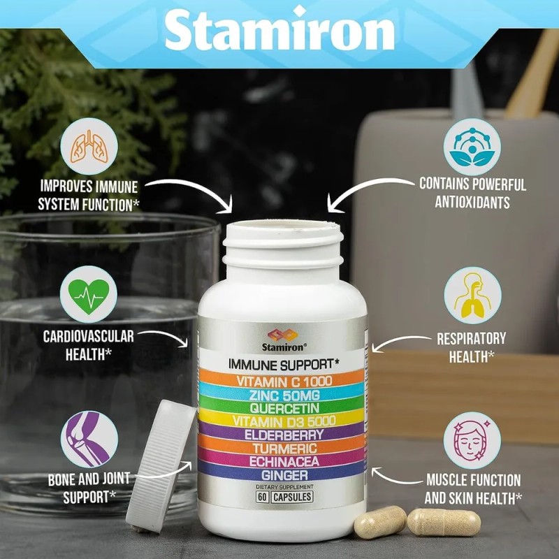 Apoyo Inmunolgico Stamiron Quercetina Zinc Vitamina C D3 Crcuma Cpsulas