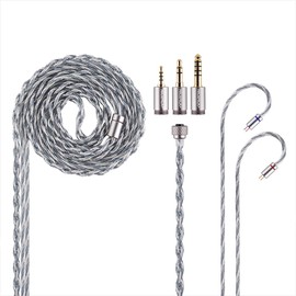 NICEHCK BlueLuna Earphone Repair Cable Silver Plated OFC Oxygen Free Copper 0.78mm 2Pin Connector 3.5mm 2.5mm 4.4mm Replacement Plug Hifi Cable Himalaya Included Cable Replacement Cable Metal