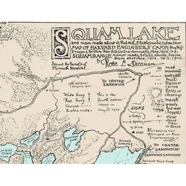 Squam Lake 1920 Map Custom Reprint - Colored Water - New Hampshire