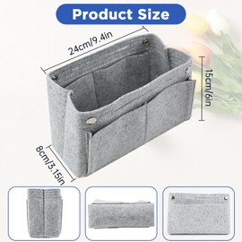 GOTDYBST Pack of 2 Felt Bag Organiser, Longchamp Organiser, Bag Organiser, 24 x 15 x 8 cm Handbag Organiser, Inner Pocket for Handbag, Suitable for Women and Girls (Light Grey and Black)