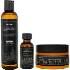 Live Bearded 3-Step Beard Grooming Kit - 1880 - Beard Wash, Beard Oil and Beard Butter - All-Natural Ingredients with Shea Butter, Jojoba Oil and More - Beard Growth Support - Made in the USA