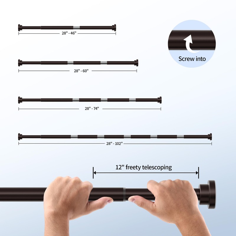 Mcrbeay Shower Curtain Rod, 1" Diameter Heavy Duty Tension Shower