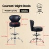 Grace&Grace Drafting Chair Big Cushion Rolling Shop Stool with Back