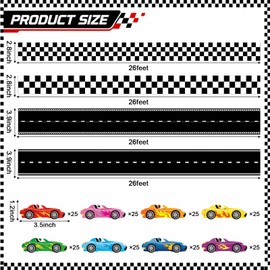4 Rolls Racing Car Theme Bulletin Board Border Set Race Track Trim 200 Race Car Stickers Race Party Black and White Checkered Bulletin Trim Decorations for Classroom Wall Door Chalkboard Decor