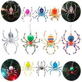 5 pcs Christmas Spider Ornament Kit | Spider Ornaments for Christmas Tree | Christmas Spider | Christmas Tree Ornaments | Christmas Decorations | Beaded Glass Spider (5 pcs)