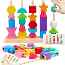 Montessori Secuenciación de Cuentas, Juguetes de Clasificación y Apilamiento, Juego de Forma Educativo, Juguetes Sensoriales, Regalos de Pascua para Niños