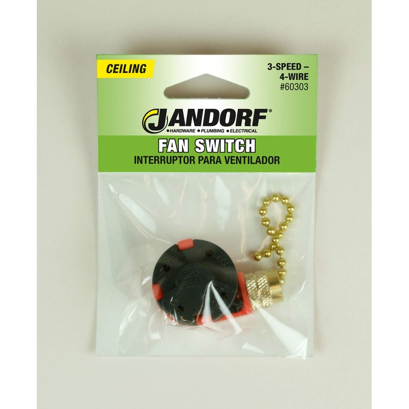 Fan/Light Switch, 3-Speed, 4-Wire: Durable Plastic for Reliable Control