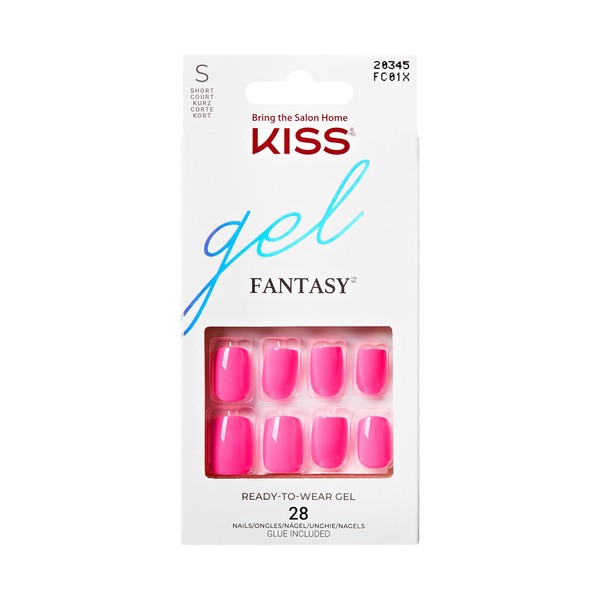 KISS Gel Fantasy 28 Pcs Press On Nails, Short Squoval
