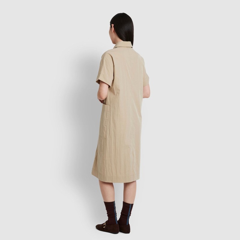 JAJU [JAJU] Women's Cotton Short Sleeve Dress_Beige